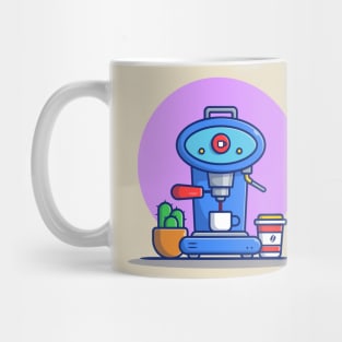 Coffee Machine Pod, Mug, Cup And Cactus Mug